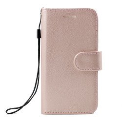 Galaxy S8 Folio Flip Leather Wallet Case with Strap (Rose Gold)